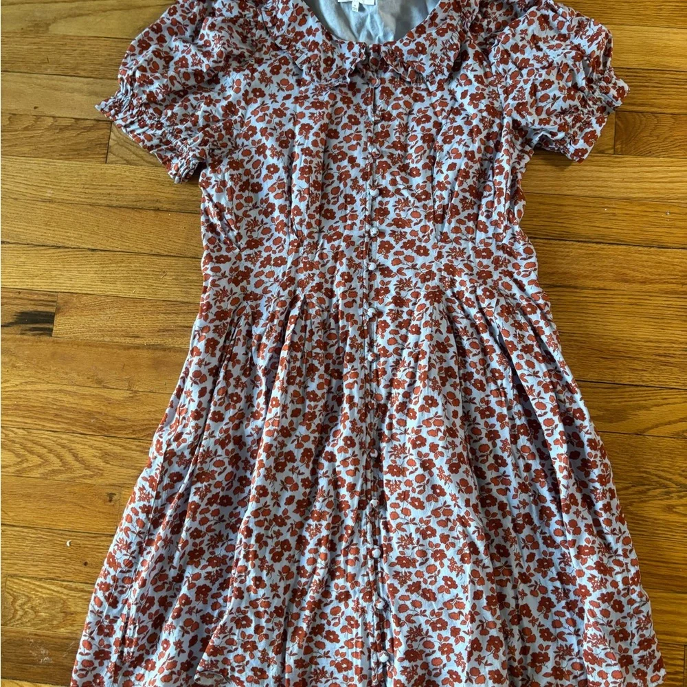 Madewell Size 8 Peter Pan Collar Puff-sleeve Mini Dress in Piccola Floral - Picture 2 of 8